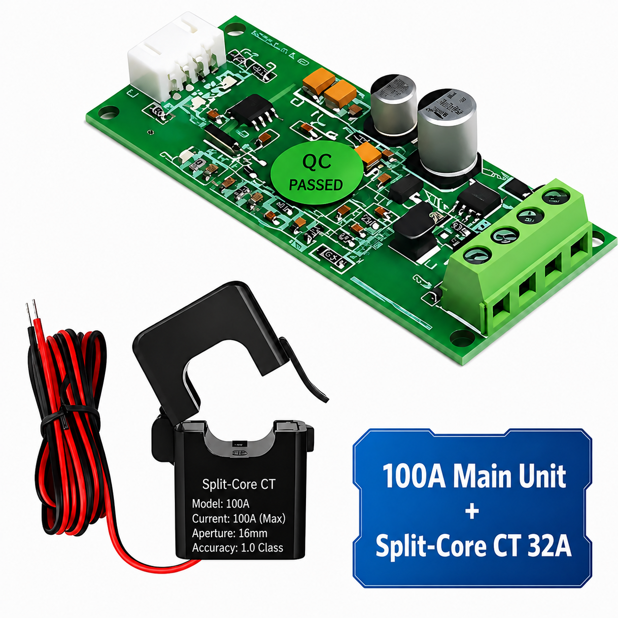 PZEM-004T AC Voltage, Current, Power Factor & Energy Measurement Communication Module, 100A Main Unit + Split-Core CT 32A