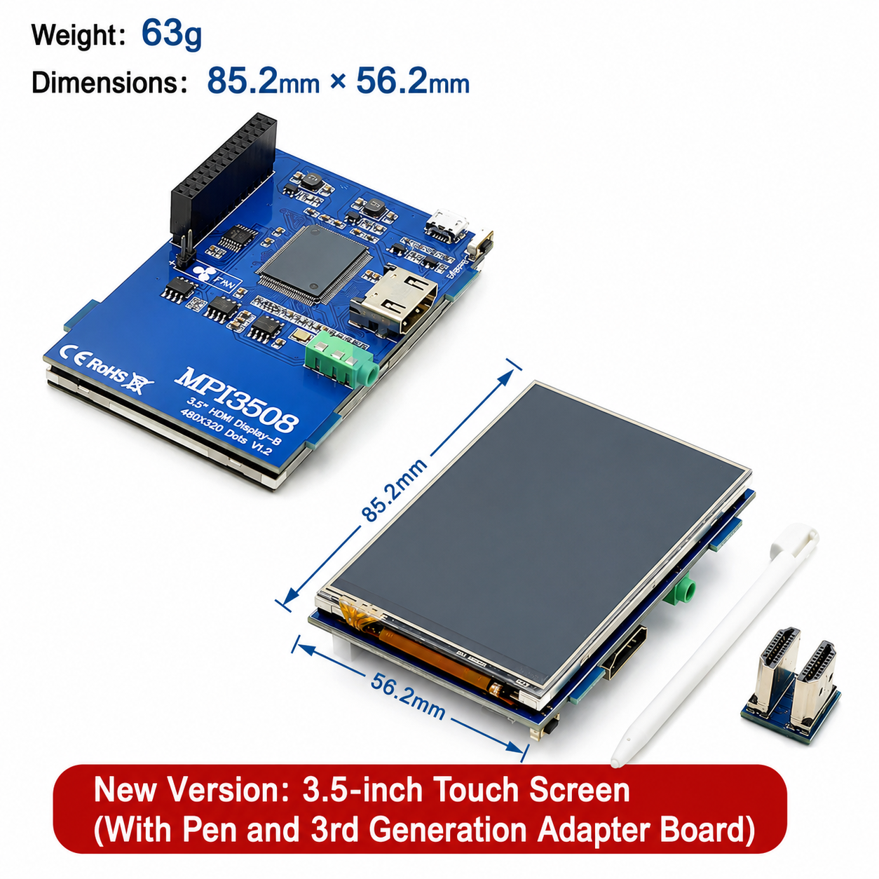 3.5 inch HDMI display for Raspberry pi 3&4