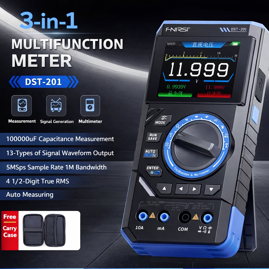 FNIRSI DST-201 3-in-1 Digital Multimeter, Oscilloscope & Signal Generator